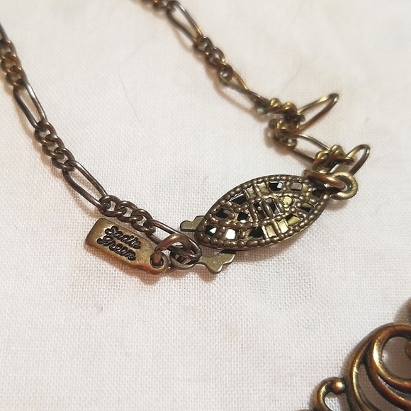 VICTORIAN Revival Sadie Green Lapis Glass Necklace - Picture 4 of 5